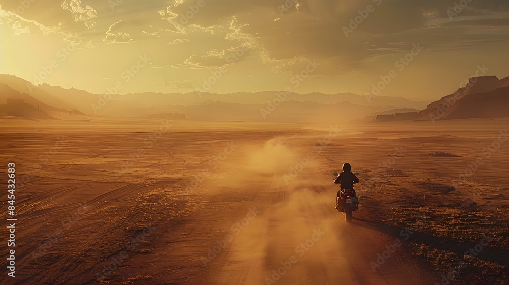 Dust and Motion: High-Speed Desert Ride on a Dirtbike Dust and Motion: High-Speed Desert Ride on a Dirtbike