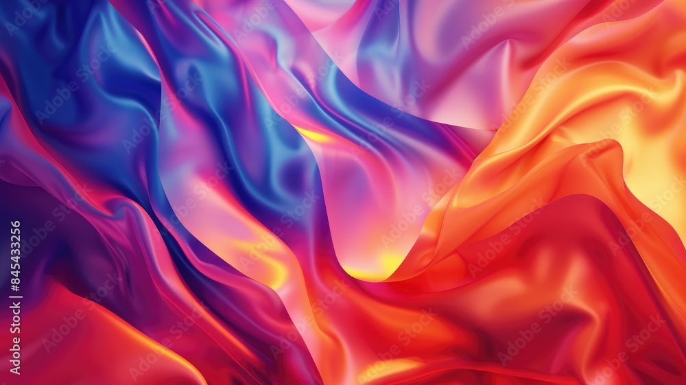 Obraz premium Vibrant abstract silky fabric with flowing colorful waves
