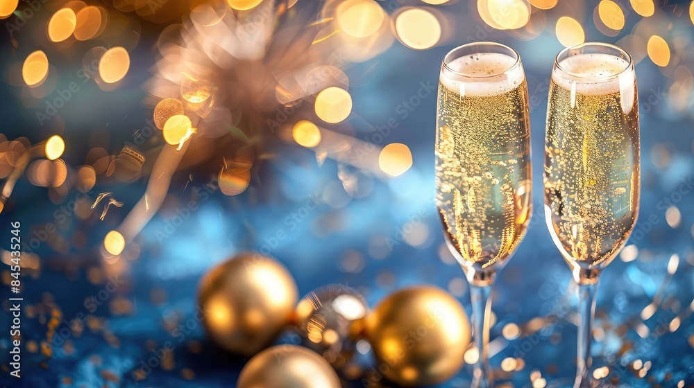 champagne glasses on christmas background champagne glasses on christmas background