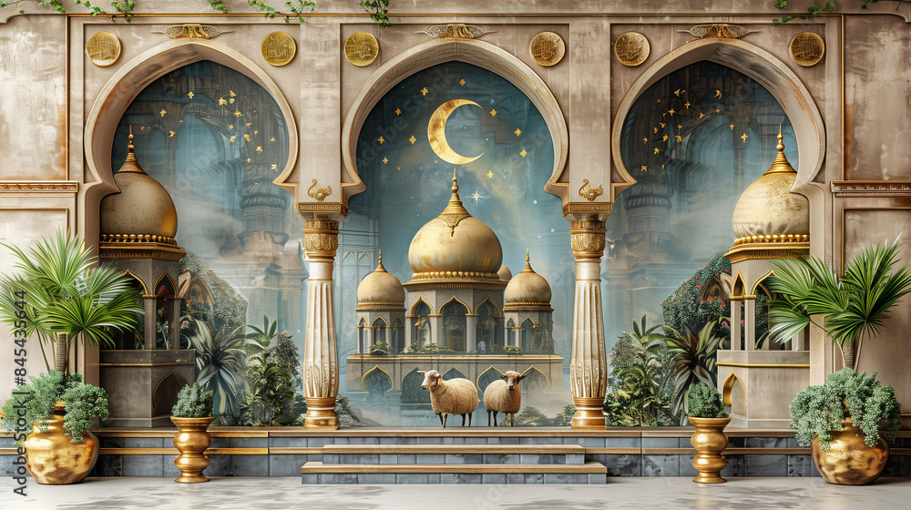 Illustration of an Islamic Mosque Ramadan Kareem, Eid al-adha background Illustration of an Islamic Mosque Ramadan Kareem, Eid al-adha background