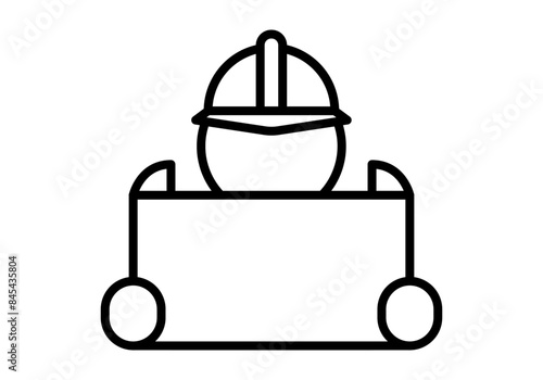 Icono negro de arquitecto mirando un plano