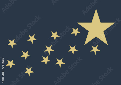 Paisaje nocturno con estrellas doradas.