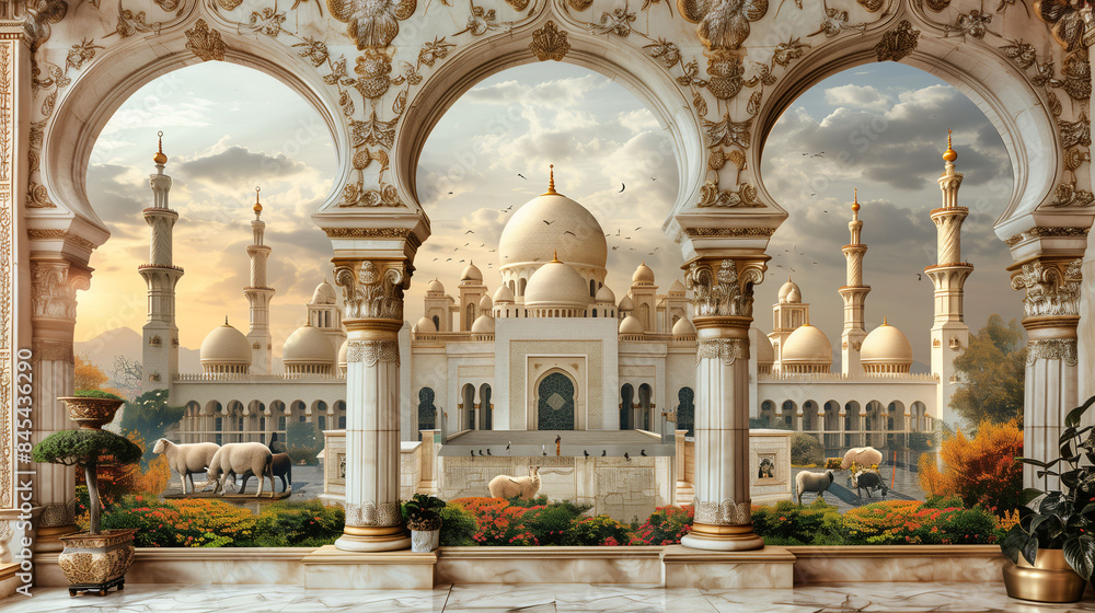 Fototapeta premium Illustration of an Islamic Mosque Ramadan Kareem, Eid al-adha background