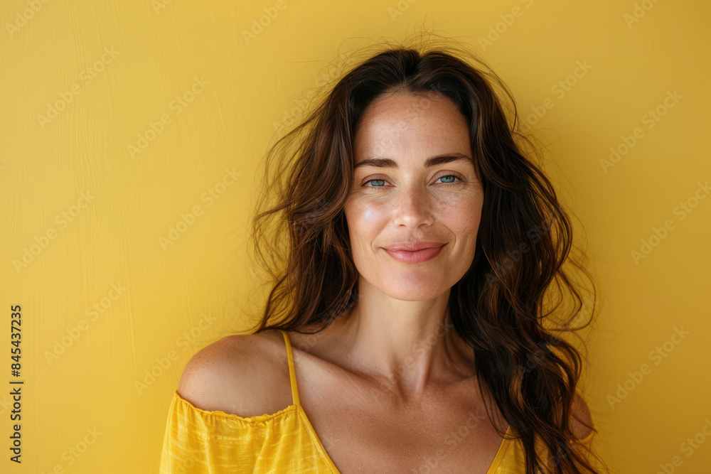 A close up portrait of a woman with a subtle smile A close up portrait of a woman with a subtle smile