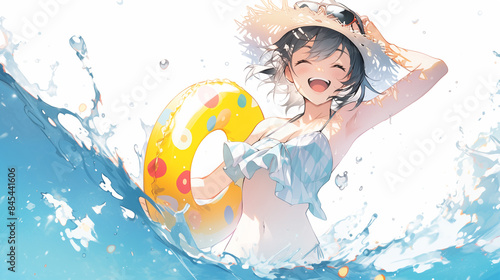 Beautiful woman enjoying the summer sea.