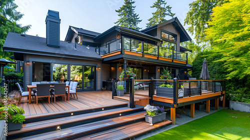 a classic cinnamon house with a green lawn sidewalk. Present the composition in a minimalist, modern style, emphasizing the charm and simplicity of the scene,rural residence in form of modern house 
