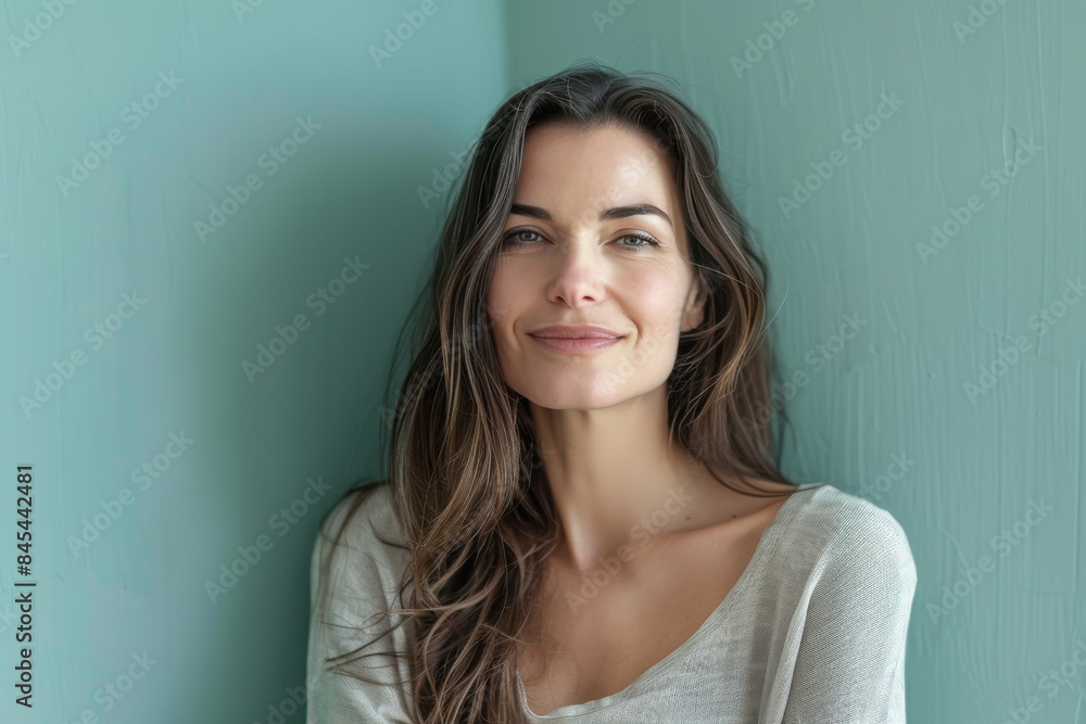Fototapeta premium A close up portrait of a woman with a subtle smile