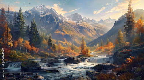 Nature's Symphony Capture soothing sounds of nature in mountain wilderness from babbling brooks to rustling leaves evoking a sense of serenity and calm