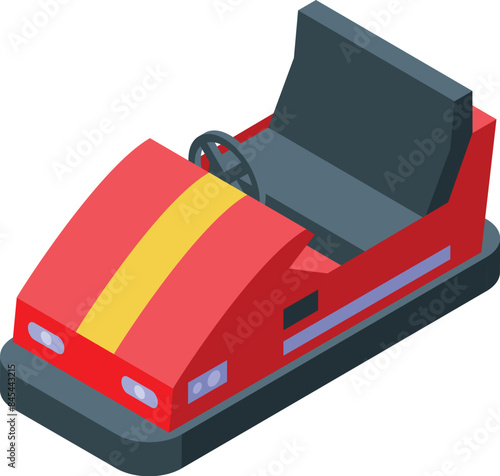 Red electric bumper car waiting for the next ride in an amusement park
