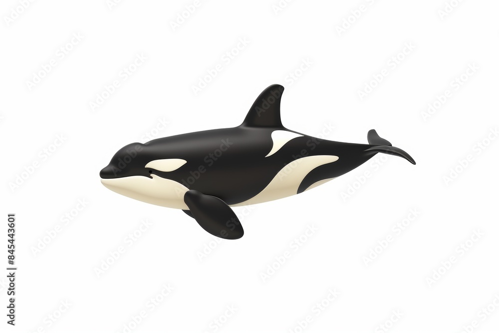 Fototapeta premium Graceful orca whale swimming isolated on white background