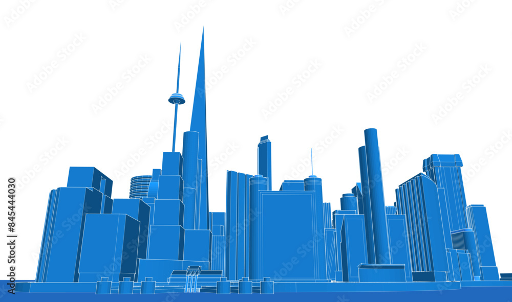 Fototapeta premium modern city panorama 3d illustration