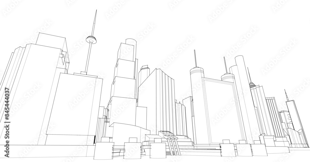 modern city panorama 3d illustration	
