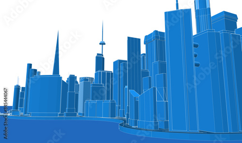 modern city panorama 3d illustration  