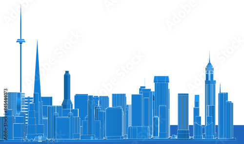 modern city panorama 3d illustration  