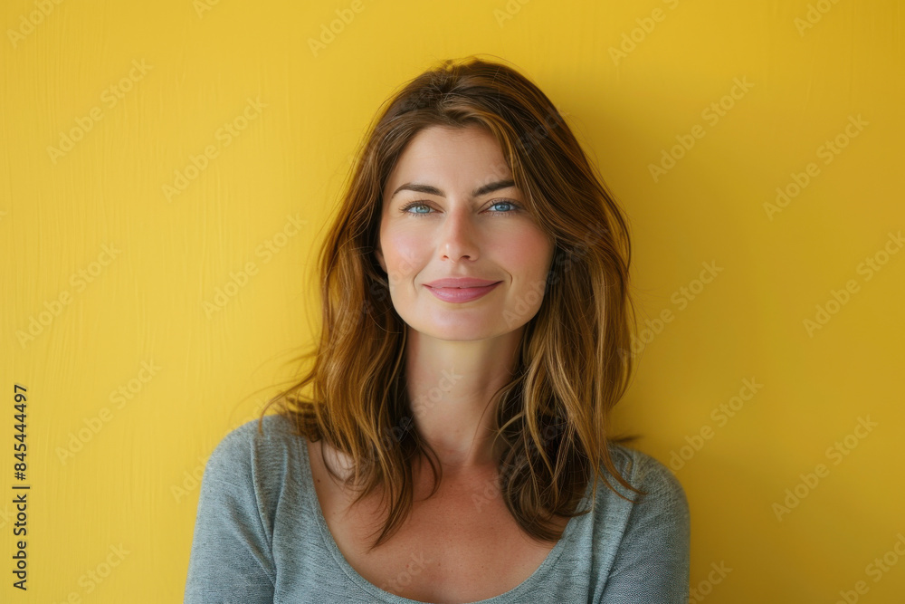 A close up portrait of a woman with a subtle smile A close up portrait of a woman with a subtle smile