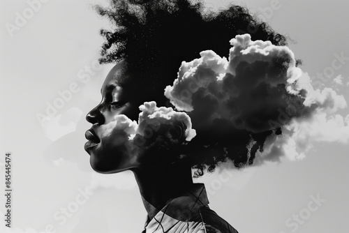 Wallpaper Mural Surreal Portrait of Woman with Clouds Merging into Hair Torontodigital.ca