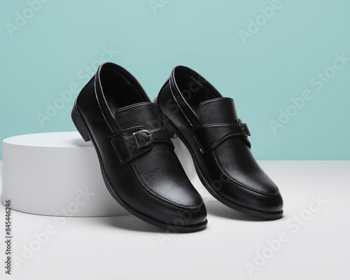 party wear black formal shoes pair isolated