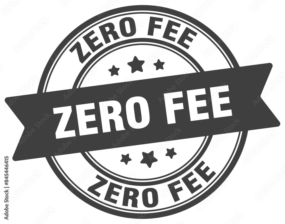 Fototapeta premium zero fee stamp. zero fee label on transparent background. round sign