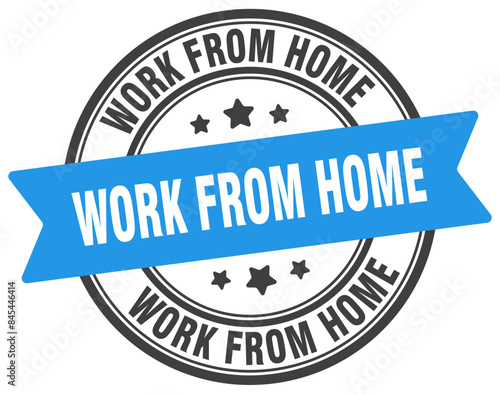 work from home stamp. work from home label on transparent background. round sign