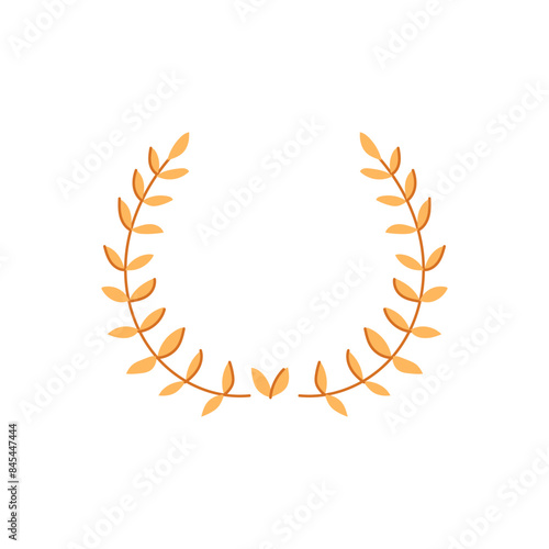 winner gold laurel cartoon. wreath prize, medal ribbon, honor leaf winner gold laurel sign. isolated symbol vector illustration
