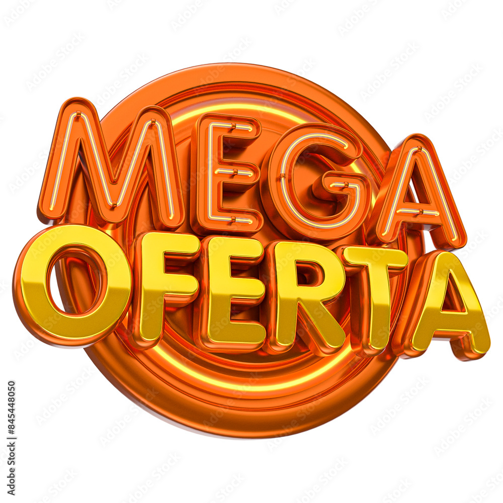 Mega offer 3d render label isolated in transparent background Mega offer 3d render label isolated in transparent background