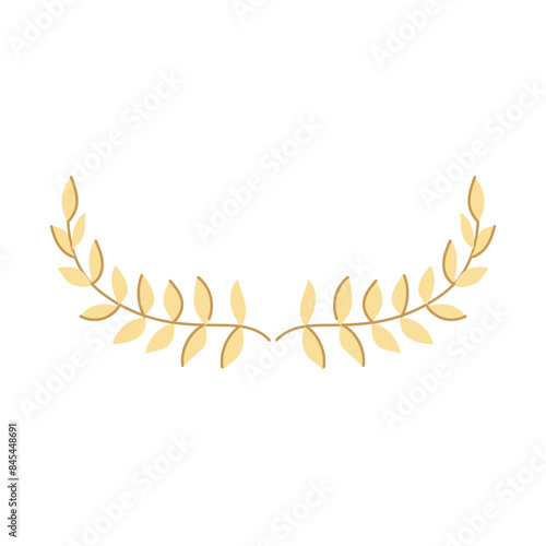 ribbon gold laurel cartoon. honor leaf, badge victory, frame trophy ribbon gold laurel sign. isolated symbol vector illustration