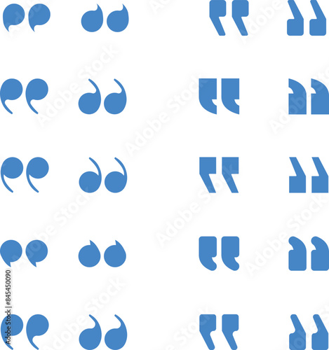 Blue Quotation set vector, invert comma vector set