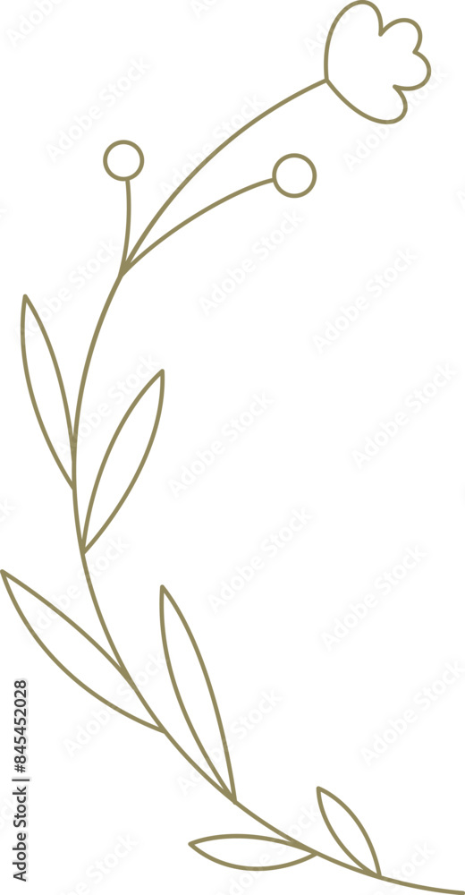 Monochrome natural flower with stem organic plant line art decor element for logo vector Monochrome natural flower with stem organic plant line art decor element for logo vector