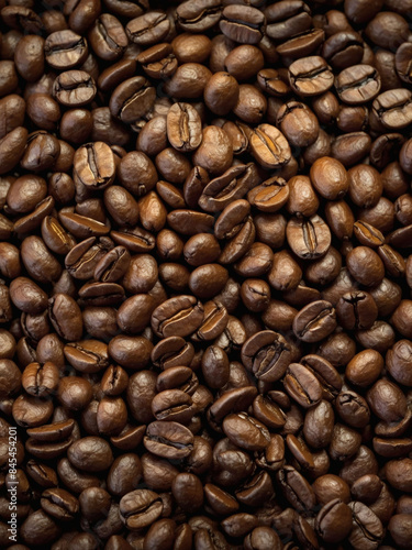 Close-up view of freshly roasted coffee beans.