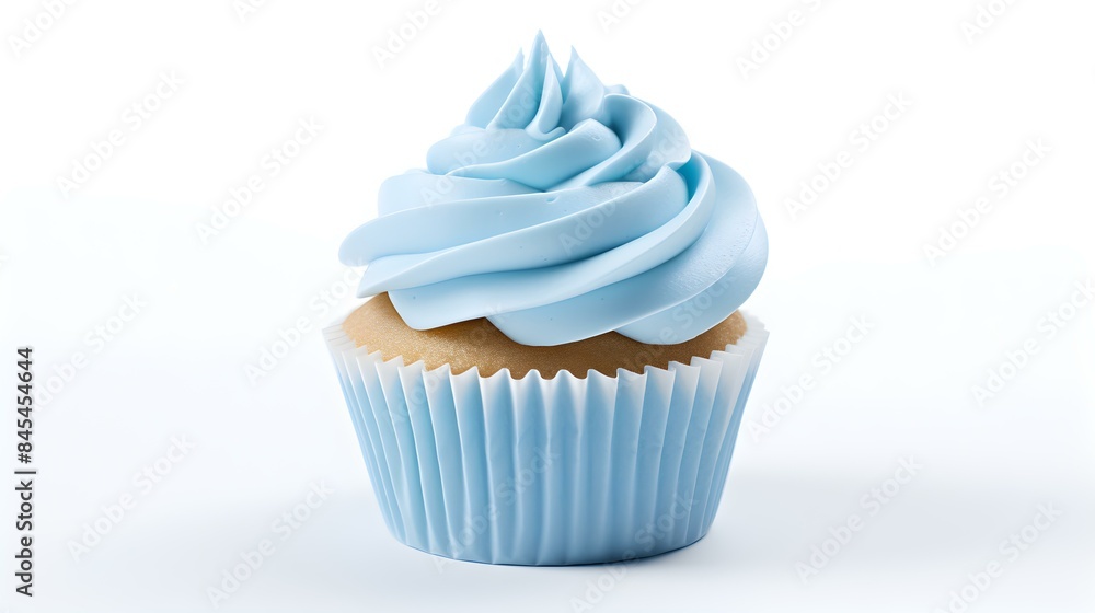 Blue Cupcake on a white Background with Copy Space Blue Cupcake on a white Background with Copy Space