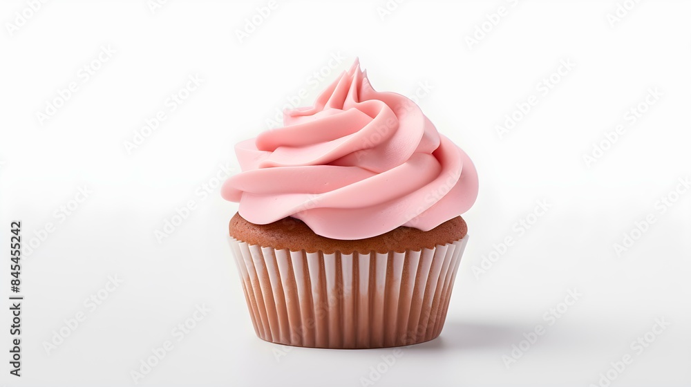 Blush Cupcake on a white Background with Copy Space Blush Cupcake on a white Background with Copy Space