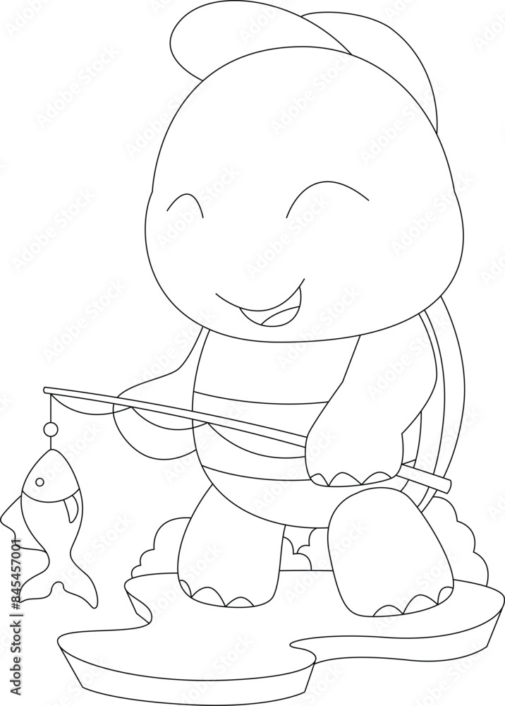 Turtle Fisher Fishing rod Fishing Animal Vector Graphic Art Illustration Turtle Fisher Fishing rod Fishing Animal Vector Graphic Art Illustration
