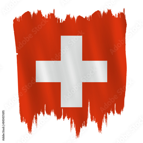 Switzerland flag on brush paint stroke.
