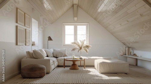 Serene Modern Attic Living Room with Natural Light