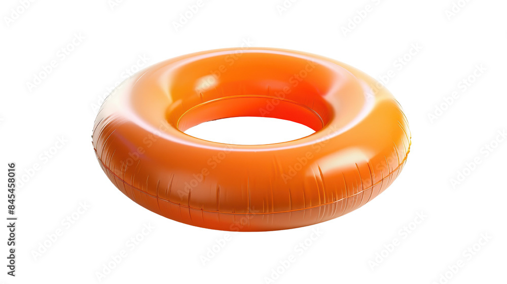Bright orange inflatable swim ring isolated on a white background, ideal for summer fun and water activities. Bright orange inflatable swim ring isolated on a white background, ideal for summer fun and water activities.