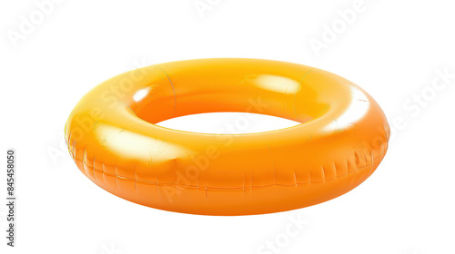 Bright orange inflatable swim ring on a transparent background. Perfect for summer beach and pool fun.
