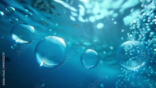 Wallpaper Mural clean blue underwater view with bubbles and light - 4k new stock video footage animation AI Torontodigital.ca