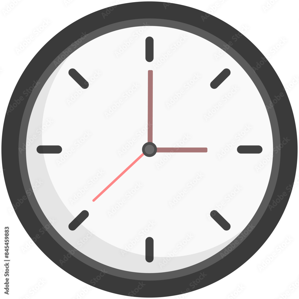 Black clock icon in flat style isolated on white background. Black clock icon in flat style isolated on white background.