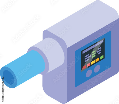Electronic medical spirometer measuring lung function and capacity, isometric icon