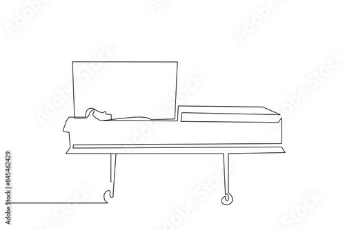 death person christian coffin ceremony one line art design vector