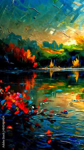 Abstract colorful oil painting on canvas. Oil paint texture with brush and palette knife strokes. Modern art, cover design concept