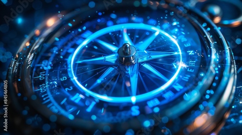 Wallpaper Mural Illuminated Vision,Abstract Blue Neon Compass Symbolizing Visionary Leadership in Business Torontodigital.ca