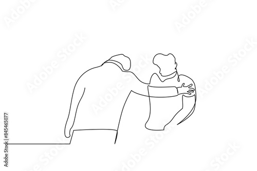 two people talking unhappy support motivation one line art design vector
