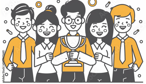 Vector illustration of businessman proudly standing on the huge money staircase. Flat style business concept