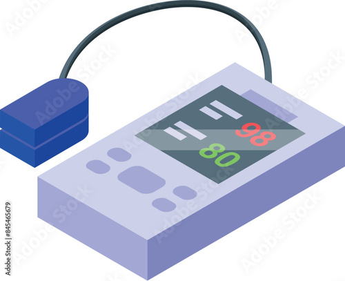 Portable pulse oximeter showing normal blood oxygen saturation and pulse rate
