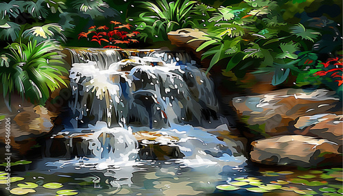 topical river with waterfalls