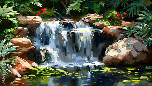 topical river with waterfalls