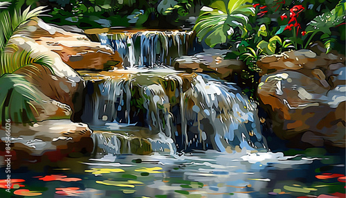 topical river with waterfalls