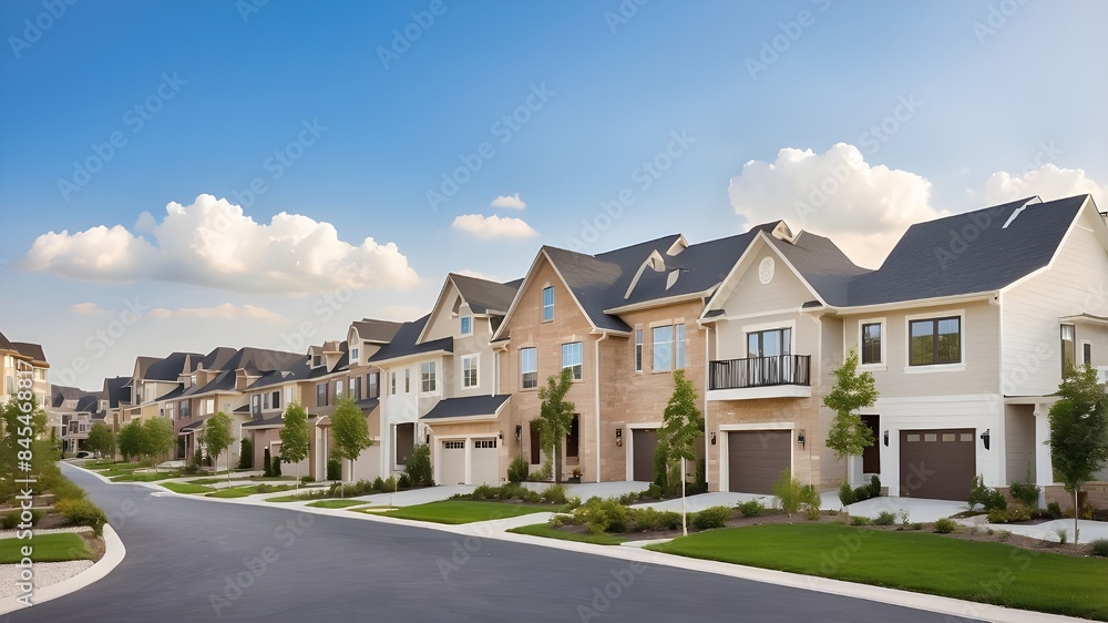 Townhouse and villa communities, luxury housing row houses, residential project investment or listing, and real estate development property market banner Townhouse and villa communities, luxury housing row houses, residential project investment or listing, and real estate development property market banner