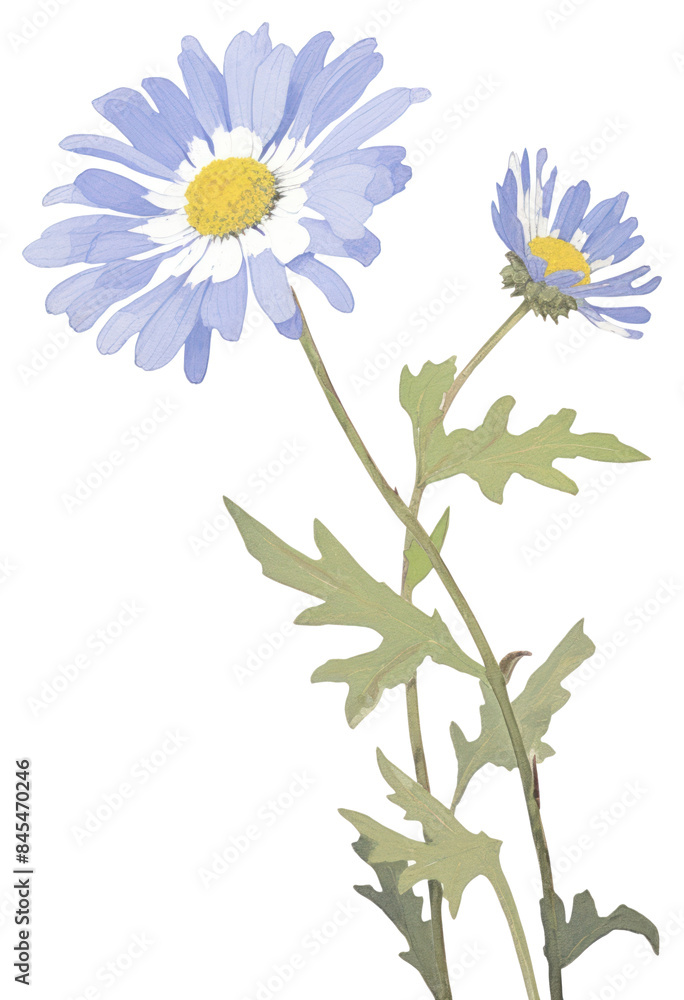 Fototapeta premium PNG Illustration of a Daisy blue daisy blossom flower.